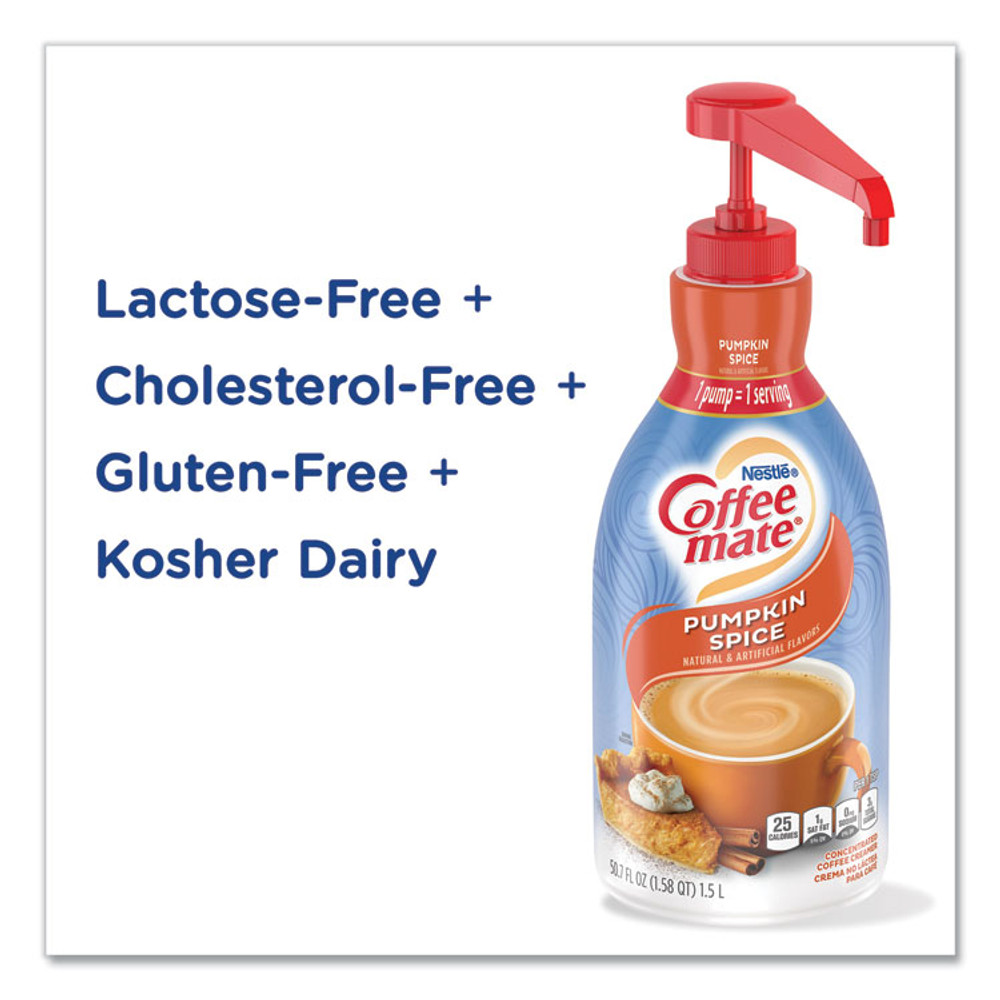 NESTLE Coffee mate® 31460CT Liquid Coffee Creamer, Pumpkin Spice, 1.5 L Pump Bottle, 2/Carton