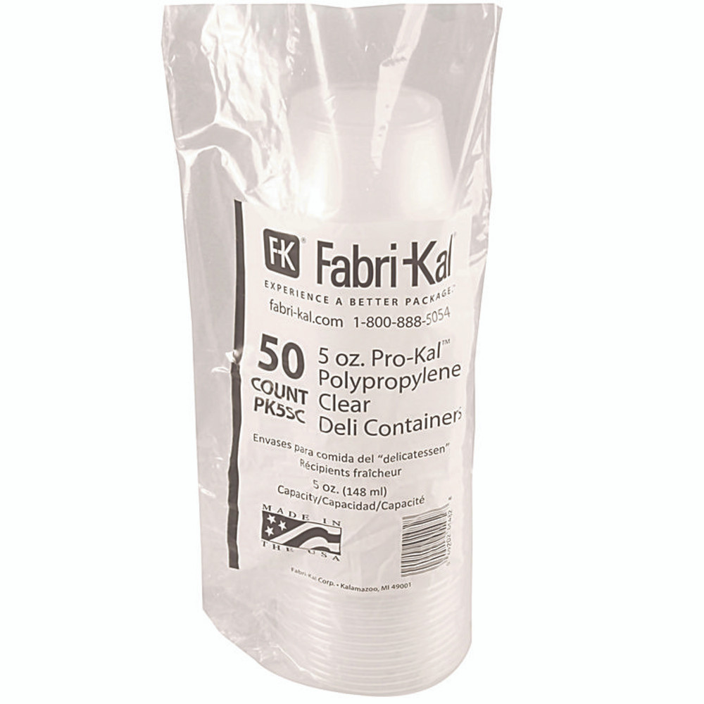 FABRI-KAL PK5SC Microwavable Deli Containers, 5 oz, 3.6" Diameter x 1.8" h, Clear, Plastic, 1,000/Carton