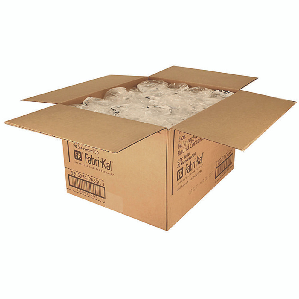 FABRI-KAL PK5SC Microwavable Deli Containers, 5 oz, 3.6" Diameter x 1.8" h, Clear, Plastic, 1,000/Carton