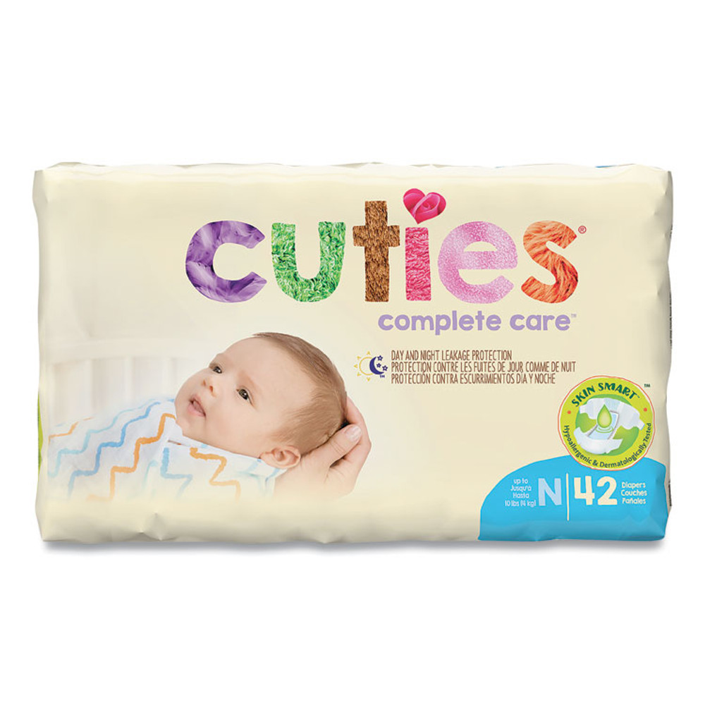 FIRST QUALITY PRODUCTS INC Cuties® CCC00 Premium Jumbo Diapers, Size 0, Newborn to 10 lbs, 60/Carton