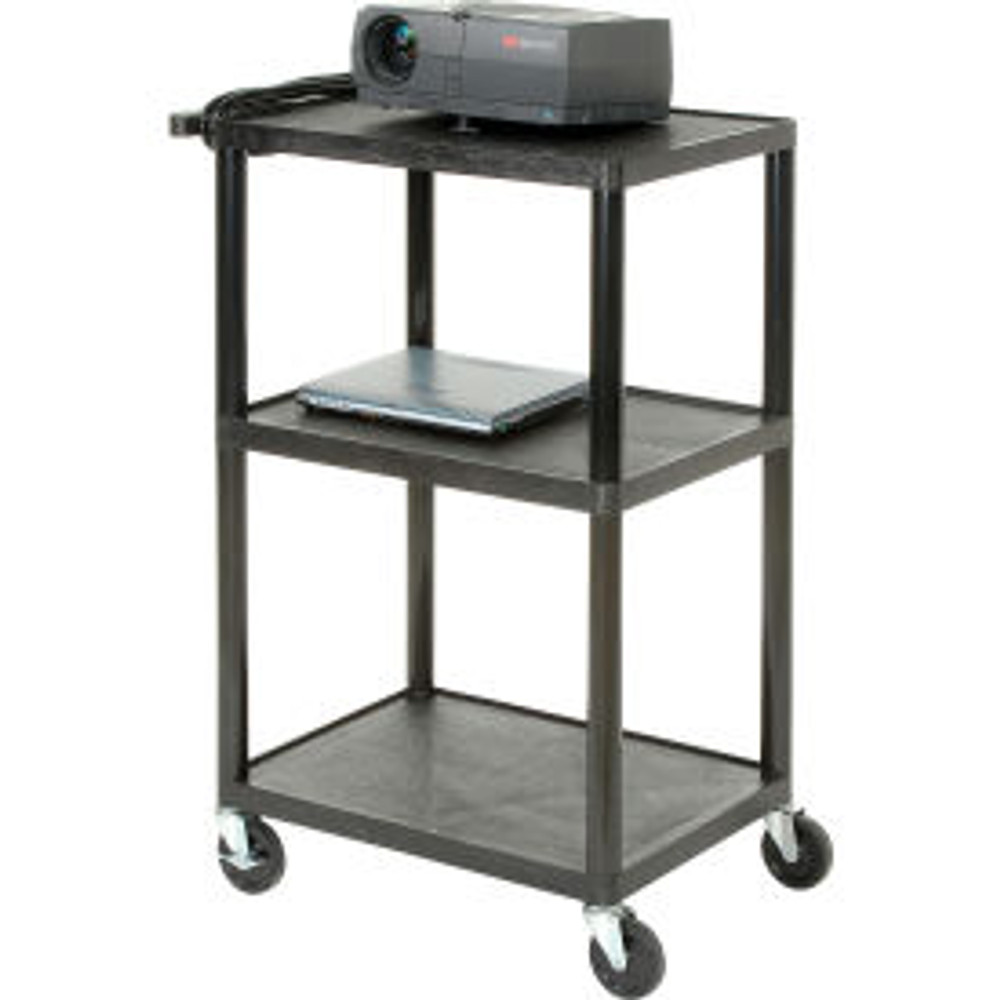 Luxor Corp Plastic Audio Visual & Instrument Cart 32 X 24 X 54 Three Shelves p/n LP54E-B