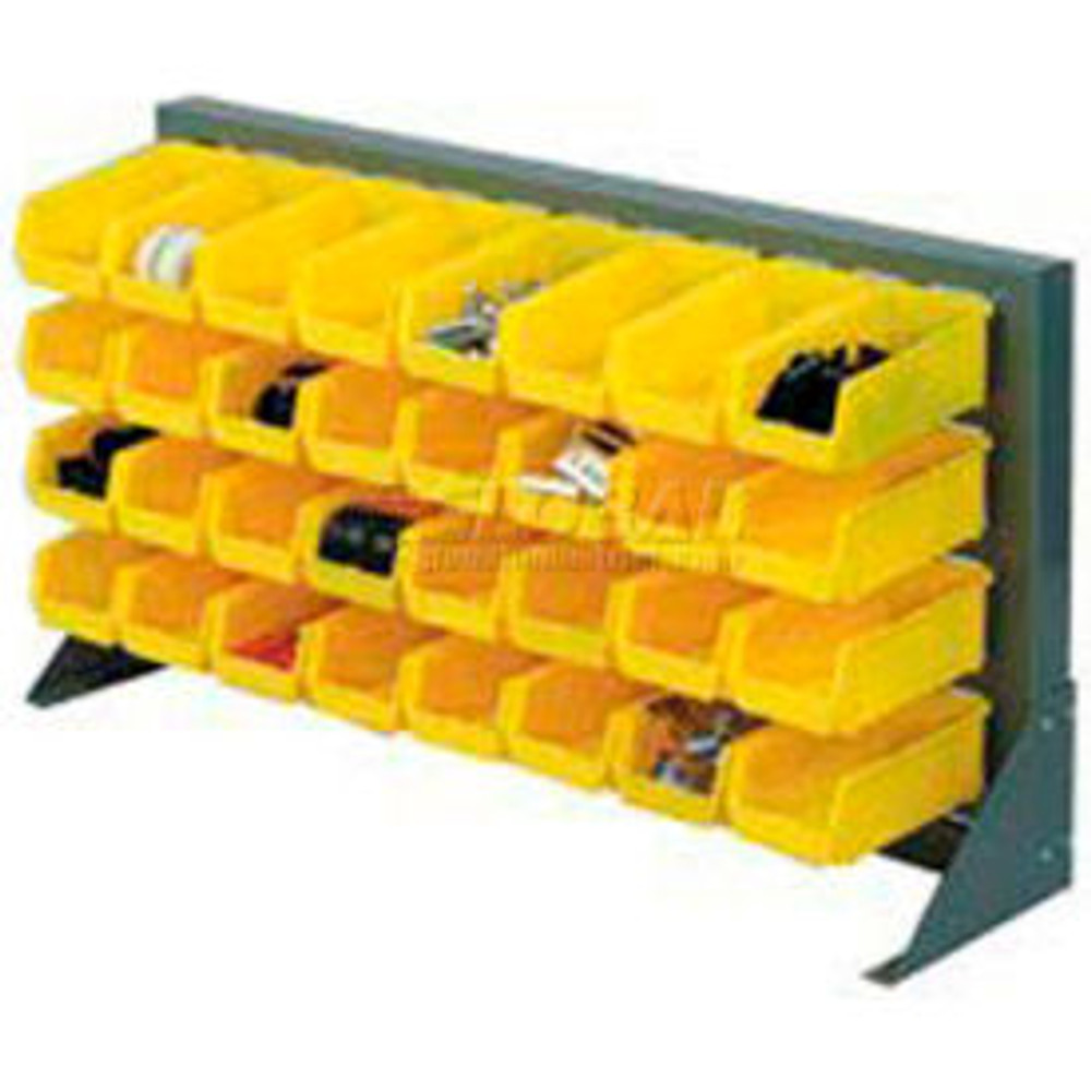 Global Industrial™ Louvered Bench Rack w/ 16(B) 6(G) Yellow Bins 36""W x 15""D x 20""H p/n 603381YL