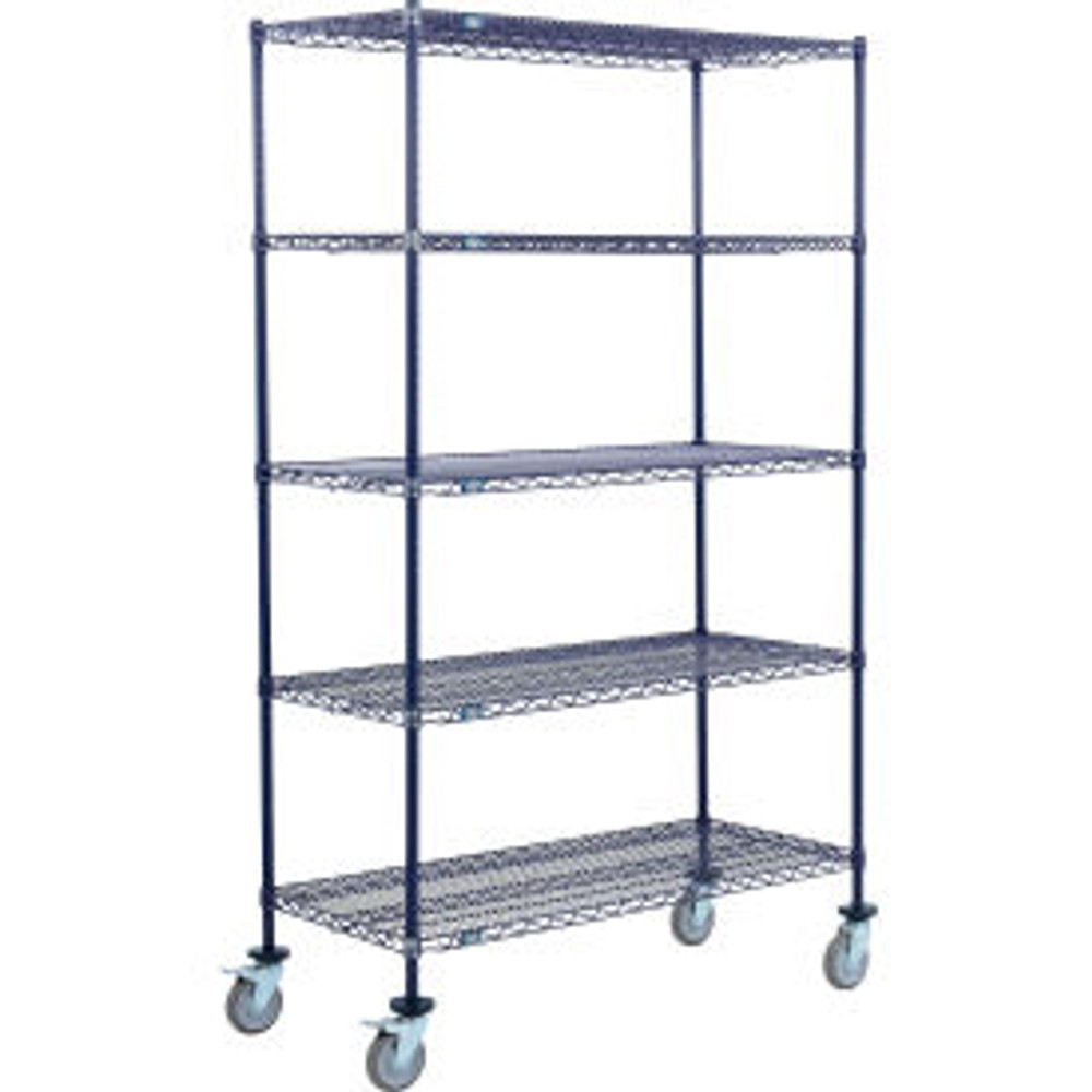 Global Industrial Nexel® 5 Shelf Truck Nexelon® 48""W x 24""D x 80""H Polyurethane Swivel Casters 2 Brake p/n B3158088