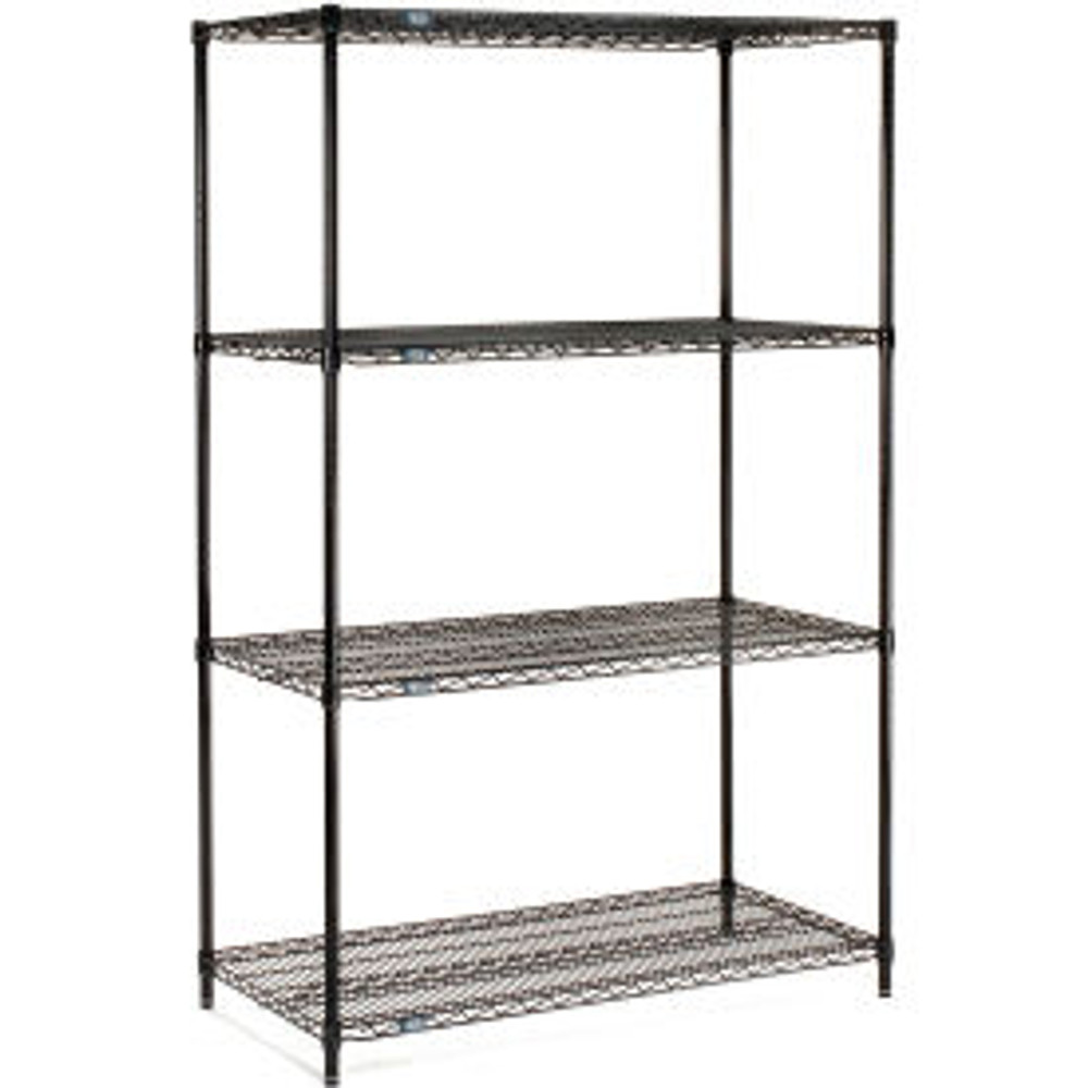 Global Industrial Nexel® 4 Shelf Black Epoxy Wire Shelving Unit Starter 60""W x 18""D x 54""H p/n B2258304