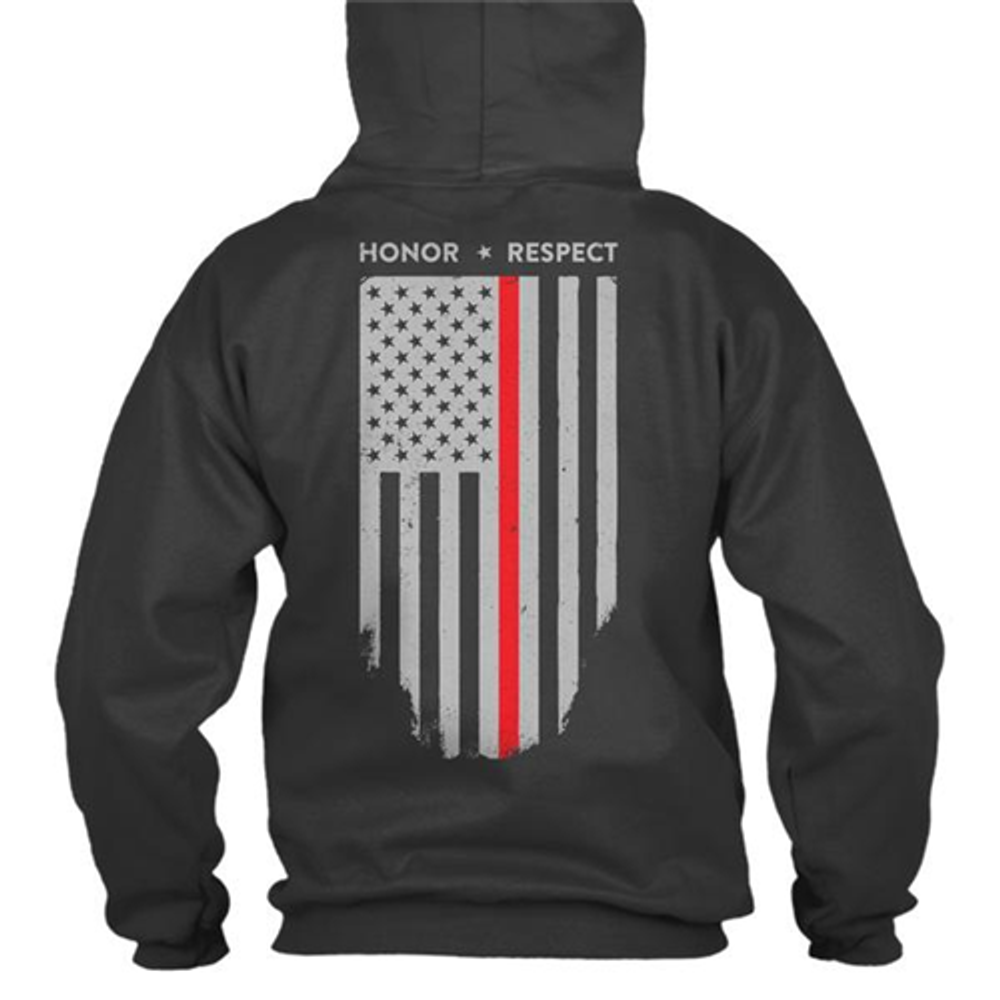 Thin Blue Line TRL-H-BLACK-5XL Hoodie - Thin Red Line American Flag Honor & Respect