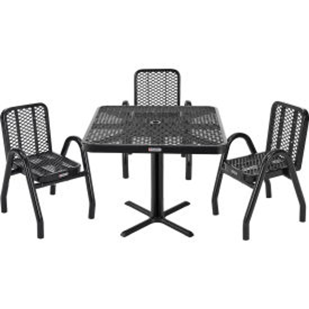 Global Industrial™ Outdoor Dining Set 36"" Square x 29""H Table & 4 Chairs Black p/n 348119BK