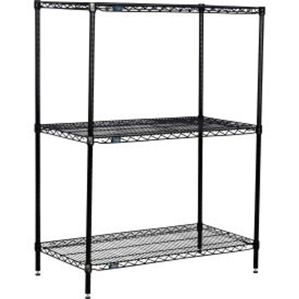 Global Industrial Nexel® 3 Shelf Black Epoxy Wire Shelving Unit Starter 24""W x 24""D x 54""H p/n B3151814