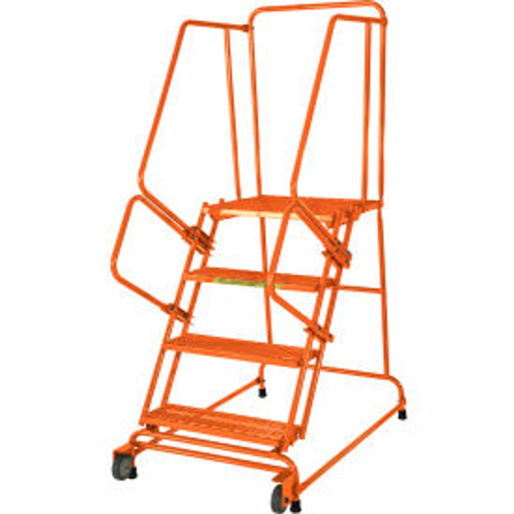 Ballymore Co Inc Ballymore 4 Step Steel Orange Tilt And Roll Ladder with Perforated Tread - TR-4-P-O p/n TR-4-P-O