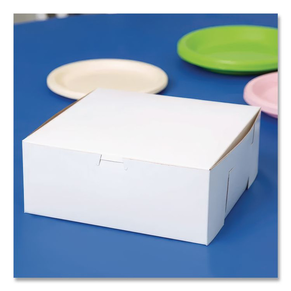 SOUTHERN CHAMPION TRAY SCT® 0971 White One-Piece Non-Window Bakery Boxes, 10 x 10 x 3, White, Paper, 200/Carton