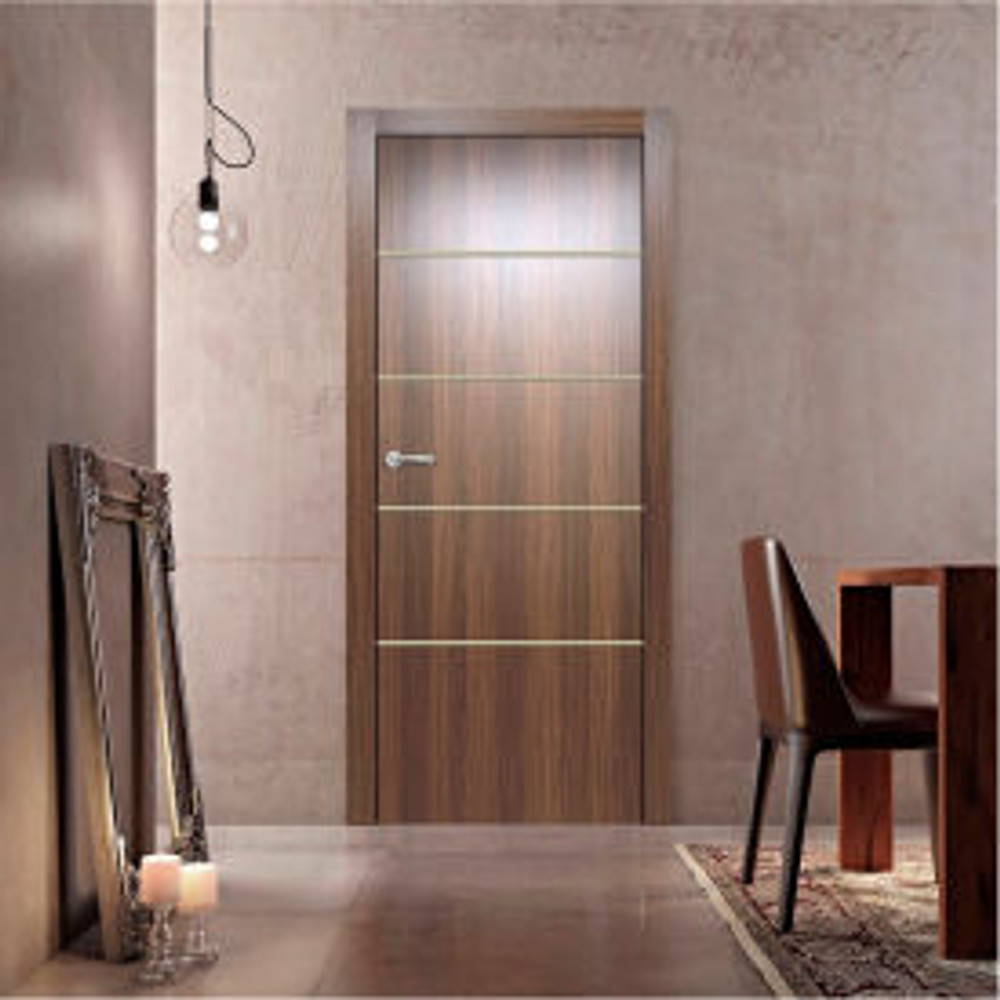 VALUSSO DESIGN LLC Valusso Design Naples Gold Lines Slab Door Wood 32""W x 80""H Whiskey Oak p/n VD123682