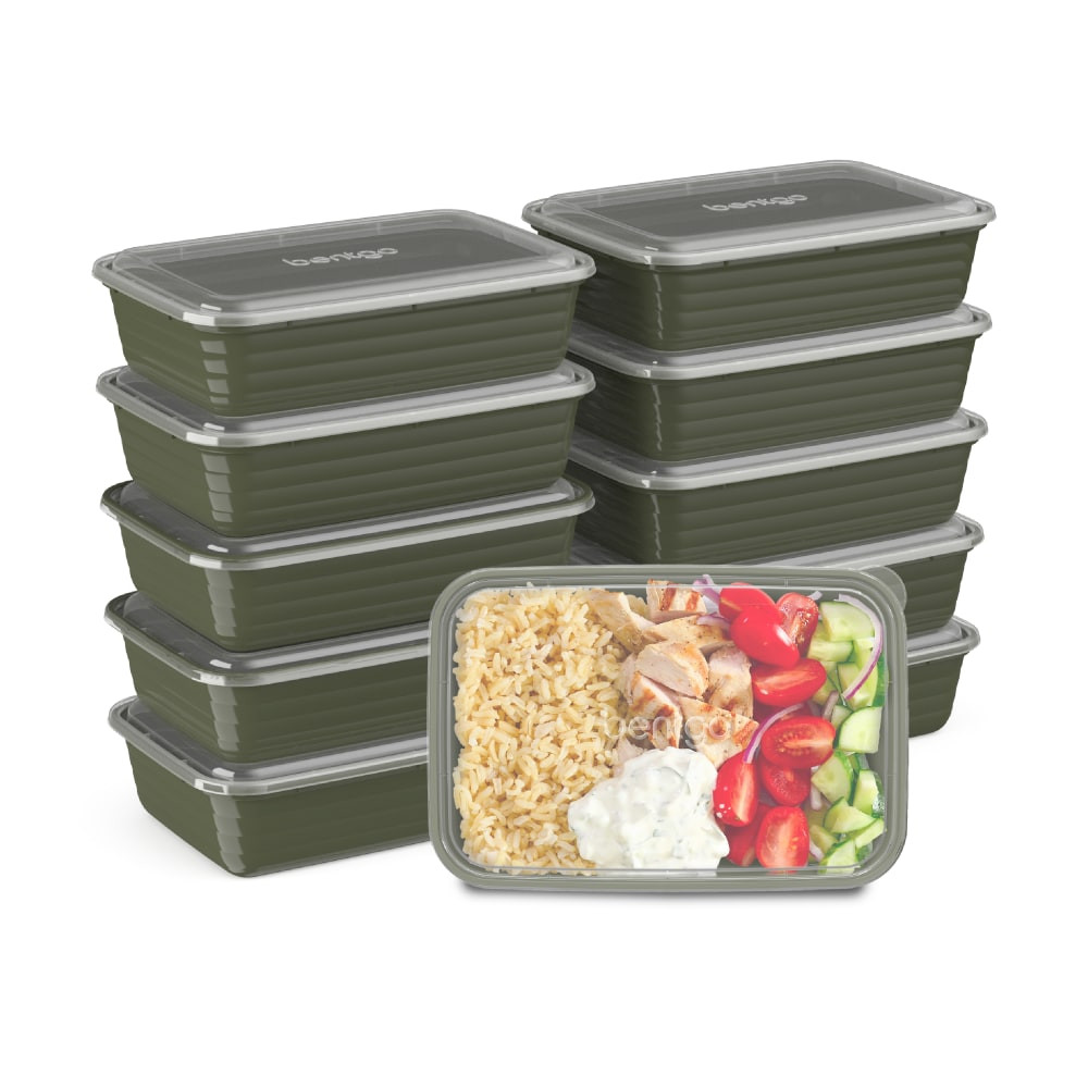 BEAR DOWN CONSULTING Bentgo BGPRP1-KG  Prep 1-Compartment Containers, 6-1/2inH x 6inW x 8-3/4inD, Khaki, Pack Of 10 Containers