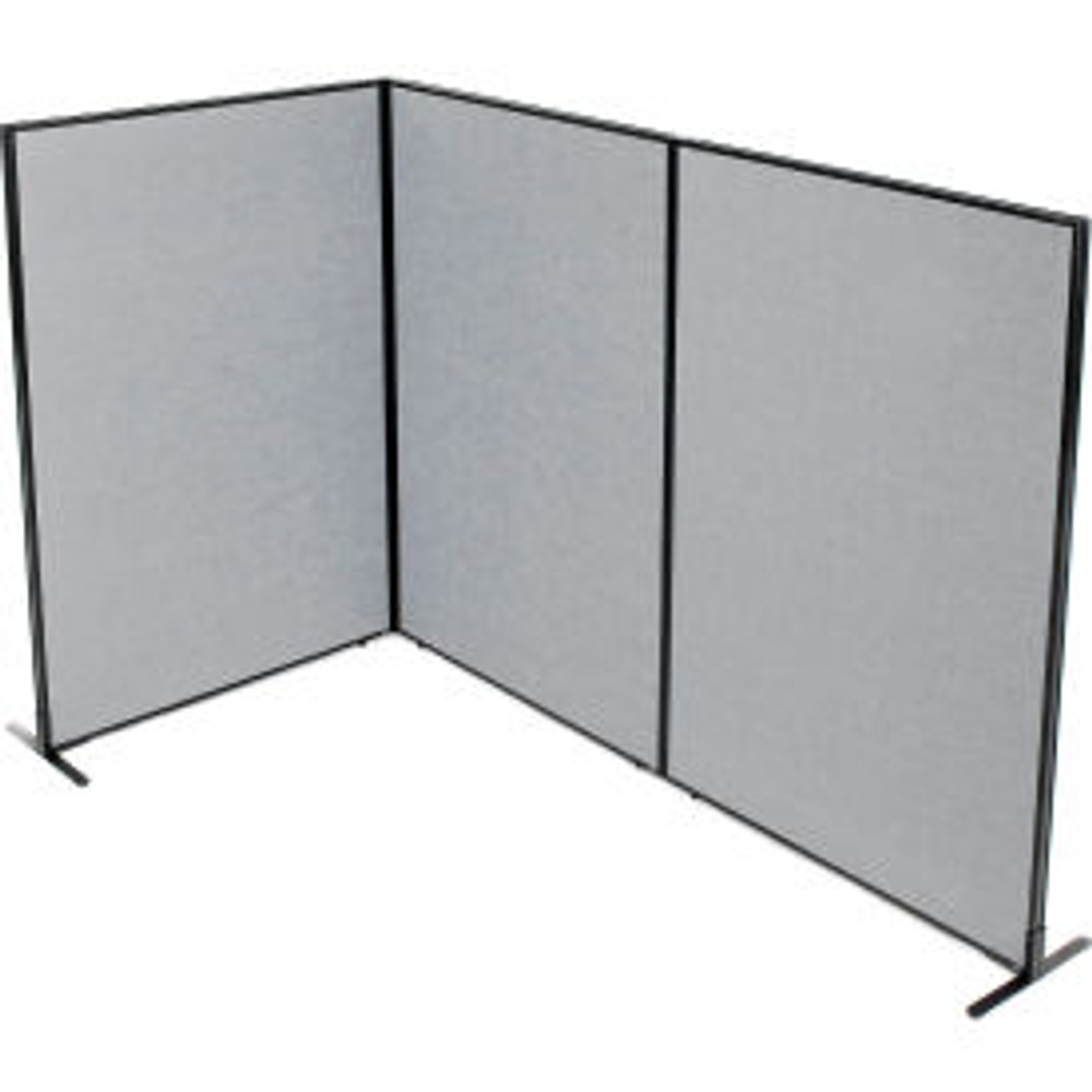 Global Industrial Interion® Freestanding 3-Panel Corner Room Divider 48-1/4""W x 72""H Panels Gray p/n 695054GY