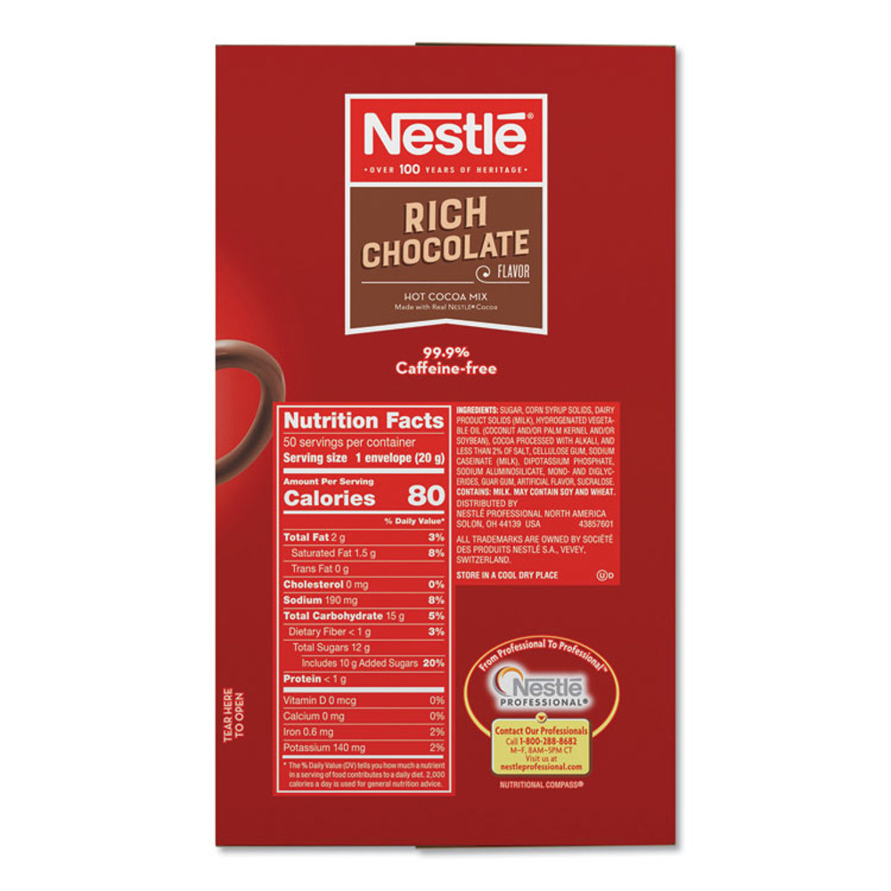 NESTLE Nestlé® 25485CT Hot Cocoa Mix, Rich Chocolate, 0.71 oz Packets, 50/Box, 6 Box/Carton