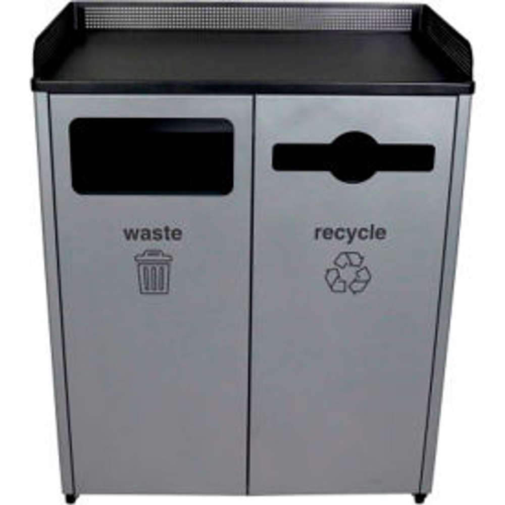 Busch Systems International Inc Busch Systems Double Courtside for Waste & Recycle - 64 Gallon - Gray/Black -100927 p/n 100927