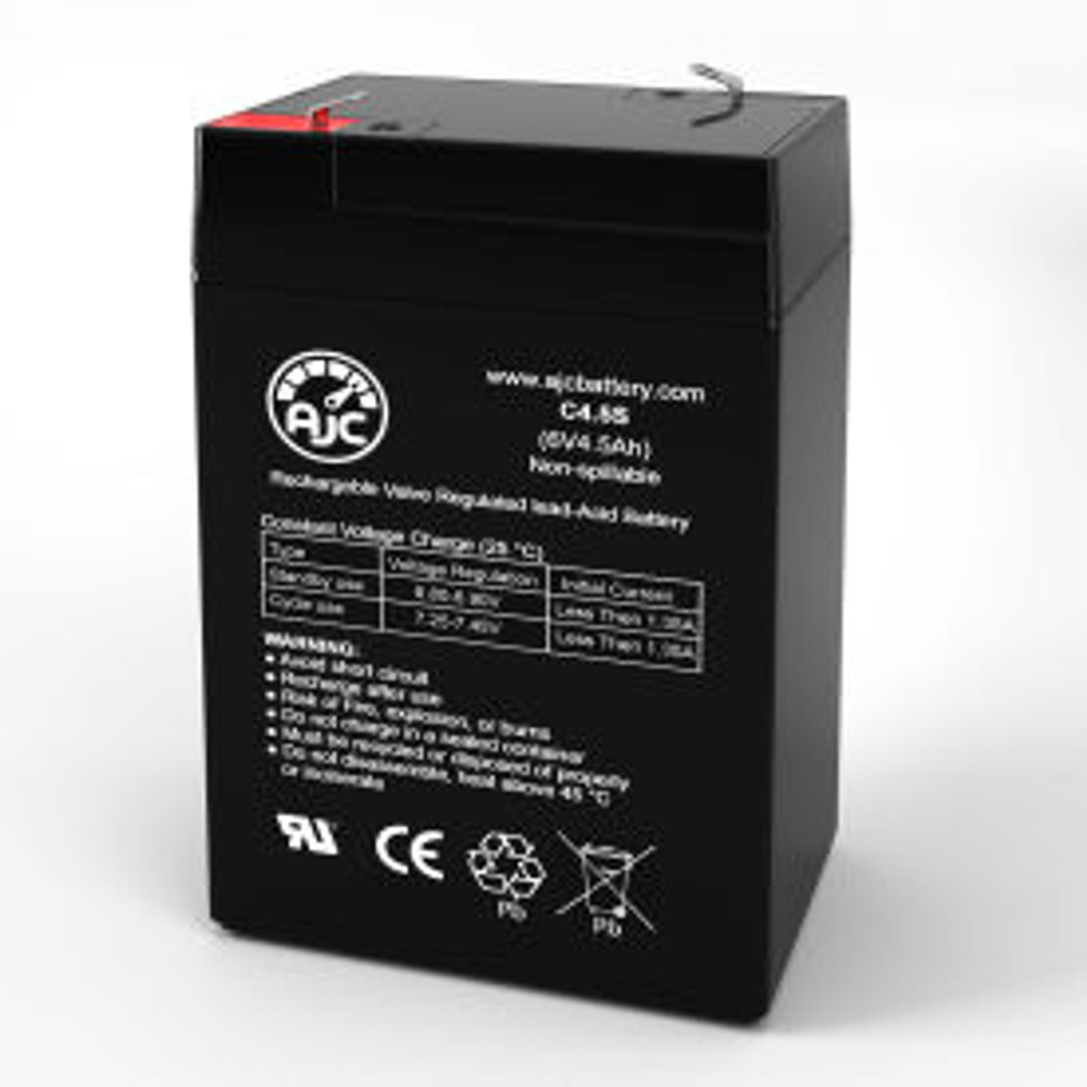 Battery Clerk LLC AJC® JohnLite 8166DS Emergency Light Replacement Battery 4.5Ah 6V F1 p/n AJC-C4.5S-J-0-187517