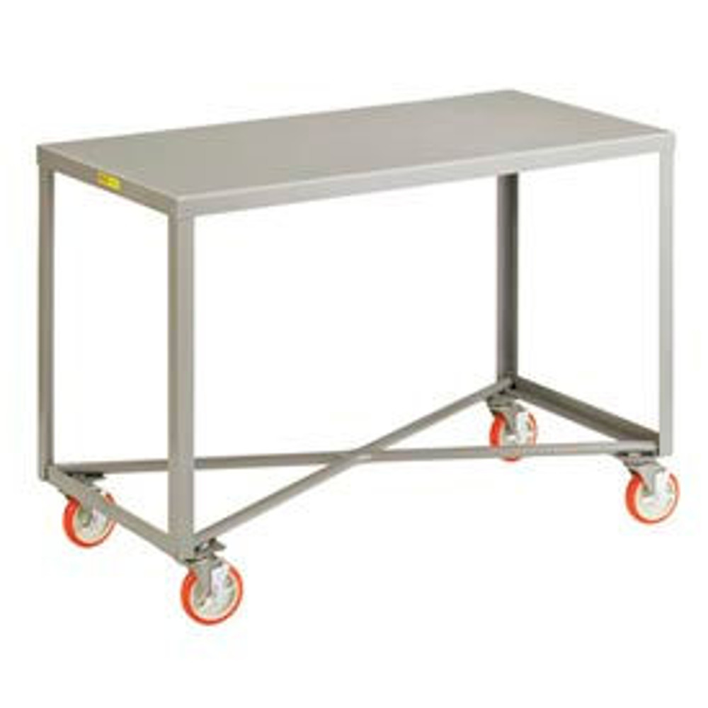 Little Giant® Welded Steel Mobile Work Table 60 x 30"" 1 Shelf & Wheel Brakes p/n IP-3060RM-BRK