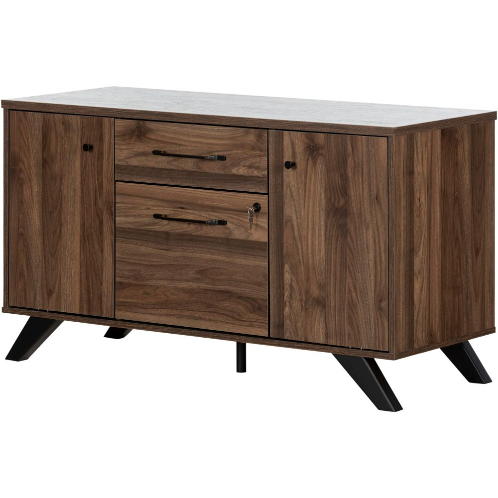 SOUTH SHORE IND LTD 13310 South Shore Helsy 47-3/4inW x 18-1/2inD Lateral 2-Drawer File Cabinet Credenza, Natural Walnut