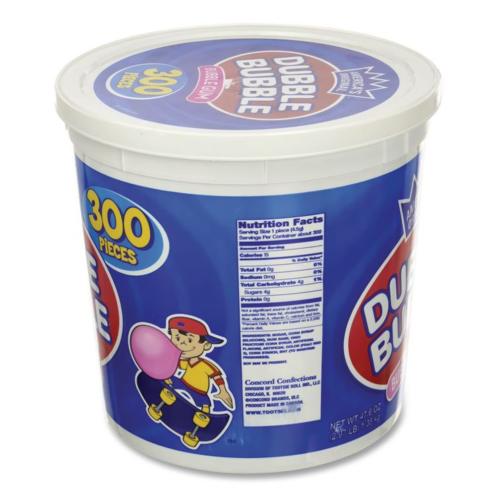 TOOTSIE ROLL INDUSTRIES Dubble Bubble 16403 Bubble Gum, Original Pink, 300/Tub