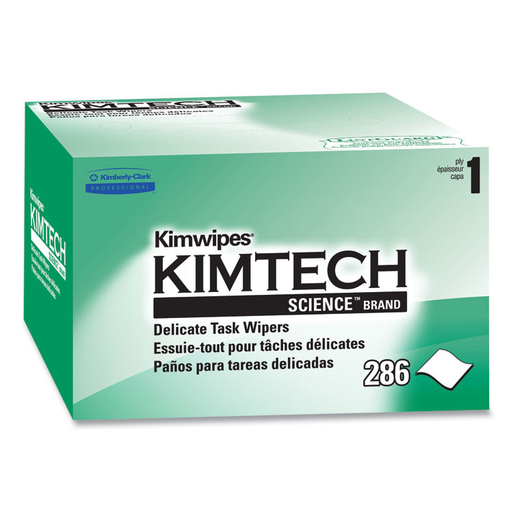 KIMBERLY-CLARK PROFESSIONAL Kimtech™ 34155CT Kimwipes Delicate Task Wipers, 1-Ply, 4.4 x 8.4, Unscented, White, 286/Box, 60 Boxes/Carton