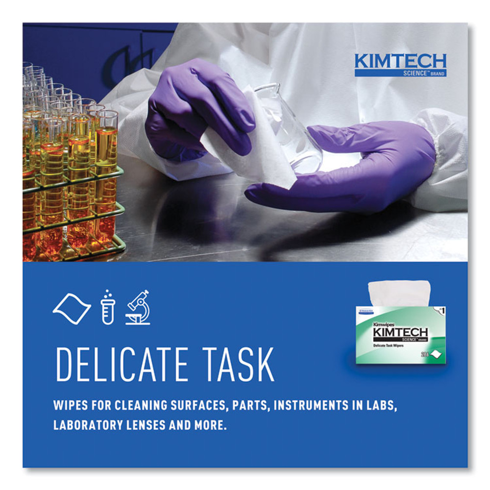 KIMBERLY-CLARK PROFESSIONAL Kimtech™ 34155CT Kimwipes Delicate Task Wipers, 1-Ply, 4.4 x 8.4, Unscented, White, 286/Box, 60 Boxes/Carton