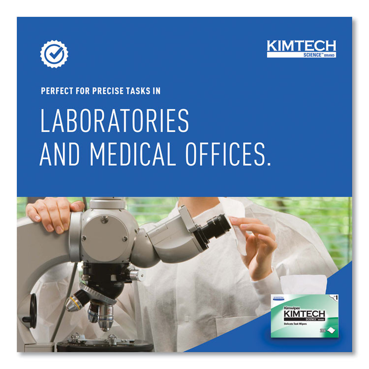 KIMBERLY-CLARK PROFESSIONAL Kimtech™ 34155CT Kimwipes Delicate Task Wipers, 1-Ply, 4.4 x 8.4, Unscented, White, 286/Box, 60 Boxes/Carton