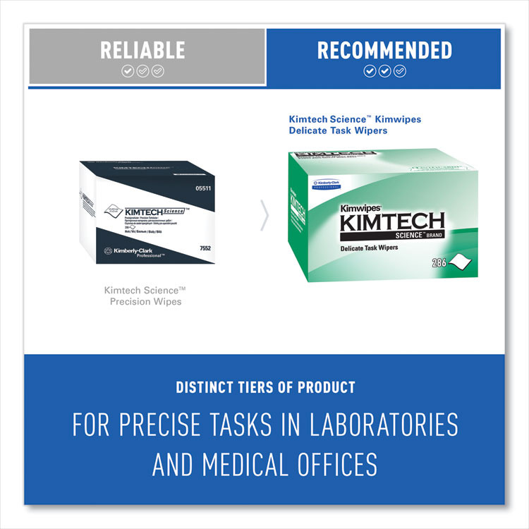 KIMBERLY-CLARK PROFESSIONAL Kimtech™ 34155CT Kimwipes Delicate Task Wipers, 1-Ply, 4.4 x 8.4, Unscented, White, 286/Box, 60 Boxes/Carton