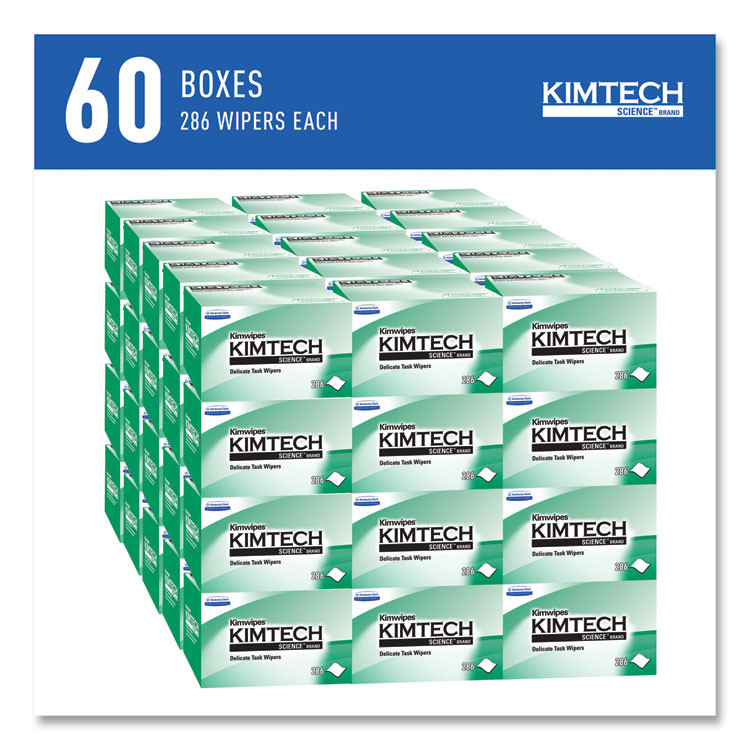 KIMBERLY-CLARK PROFESSIONAL Kimtech™ 34155CT Kimwipes Delicate Task Wipers, 1-Ply, 4.4 x 8.4, Unscented, White, 286/Box, 60 Boxes/Carton