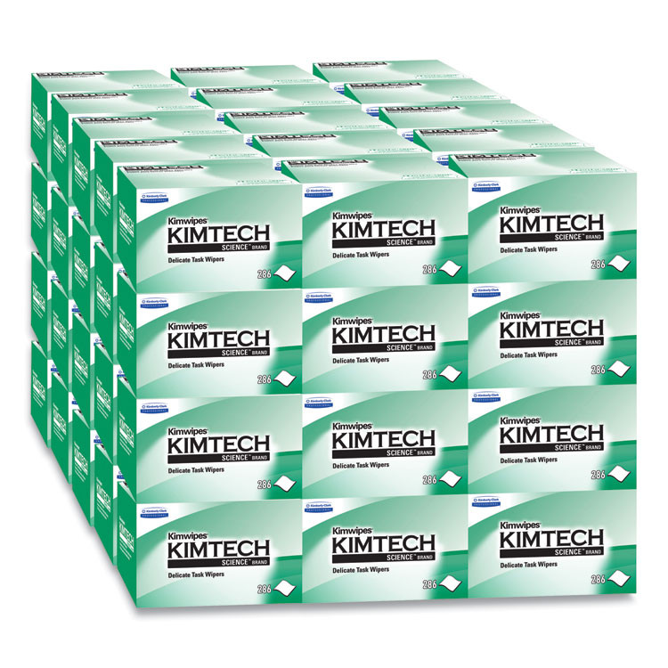 KIMBERLY-CLARK PROFESSIONAL Kimtech™ 34155CT Kimwipes Delicate Task Wipers, 1-Ply, 4.4 x 8.4, Unscented, White, 286/Box, 60 Boxes/Carton
