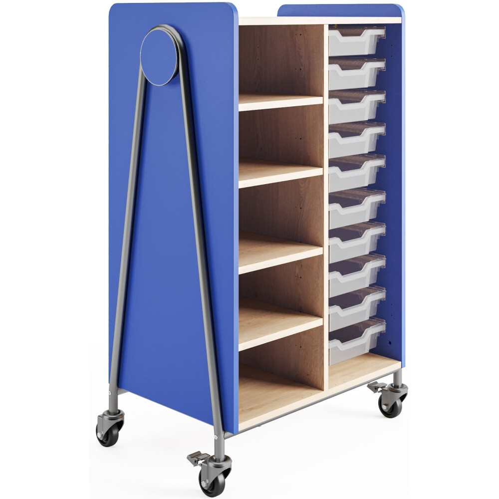 SAFCO PRODUCTS CO Safco 3922SBU  Whiffle Double-Column 10-Drawer Storage Cart, 48inH x 30inW x 19-3/4inD, Spectrum Blue