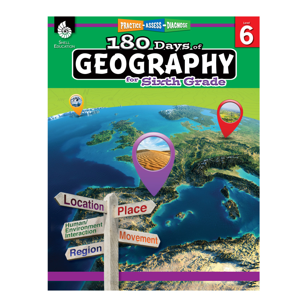 SHELL EDUCATION 28627  180 Days Of Geography, Grade 6