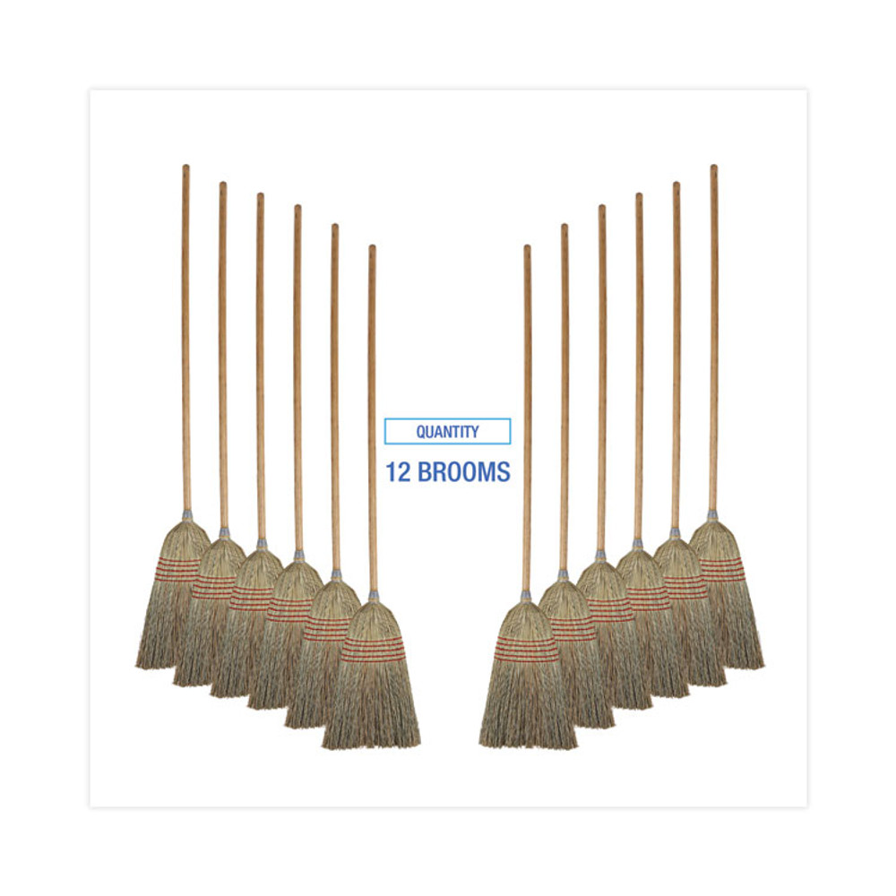 BOARDWALK 926CCT Parlor Broom, Corn Fiber Bristles, 55" Overall Length, Natural, 12/Carton