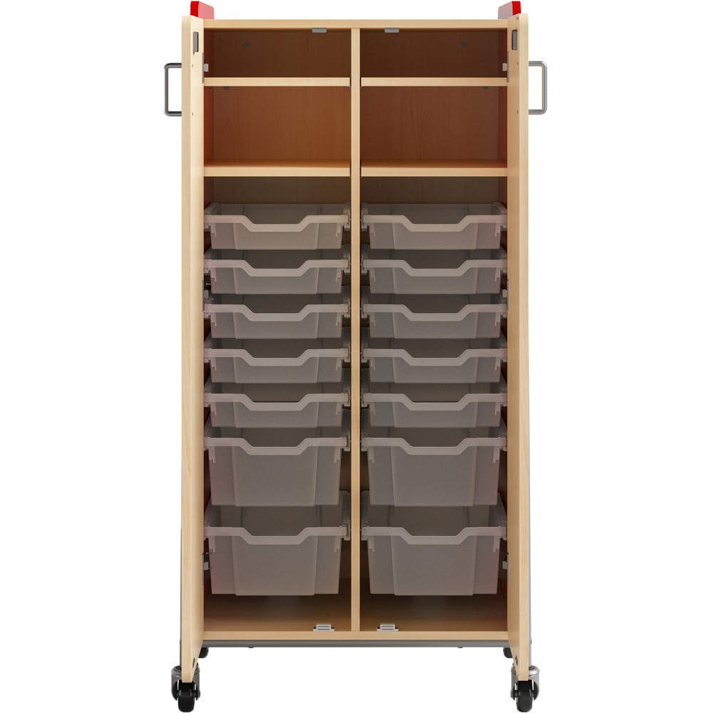 SAFCO PRODUCTS CO Safco 3935RED  Whiffle Double-Column 14-Drawer Mobile Storage Cart, 60inH x 30inW x 19-3/4inD, Red