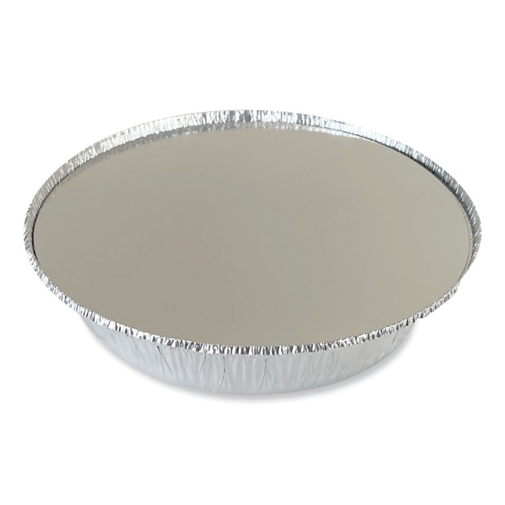 BOARDWALK ROUND9FLID Round Aluminum To-Go Container Lids, Flat Lid, 9" Diameter, Silver, Paper, 500/Carton
