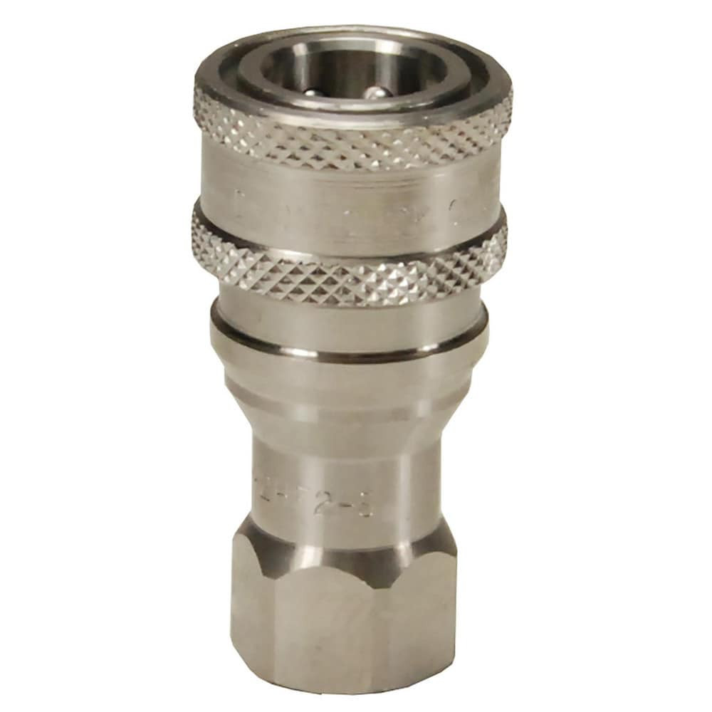 Dixon Valve & Coupling 3HF3-S Hydraulic Hose Fittings & Couplings; Type: H-Series ISO-B Poppet Valve Female Threaded Coupler ; Fitting Type: Coupler ; Hose Inside Diameter (Decimal Inch): 0.3750 ; Hose Size: 3/8 ; Material: Stainless Steel ; Thread T