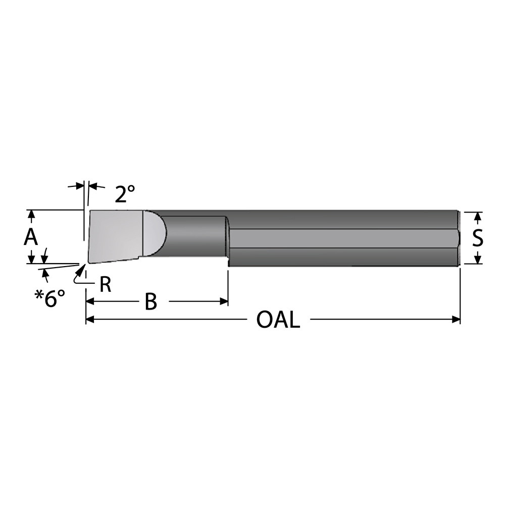 Scientific Cutting Tools B080400RA Corner Radius Boring Bar: 0.08" Min Bore, 0.4" Max Depth, Right Hand Cut, Submicron Solid Carbide