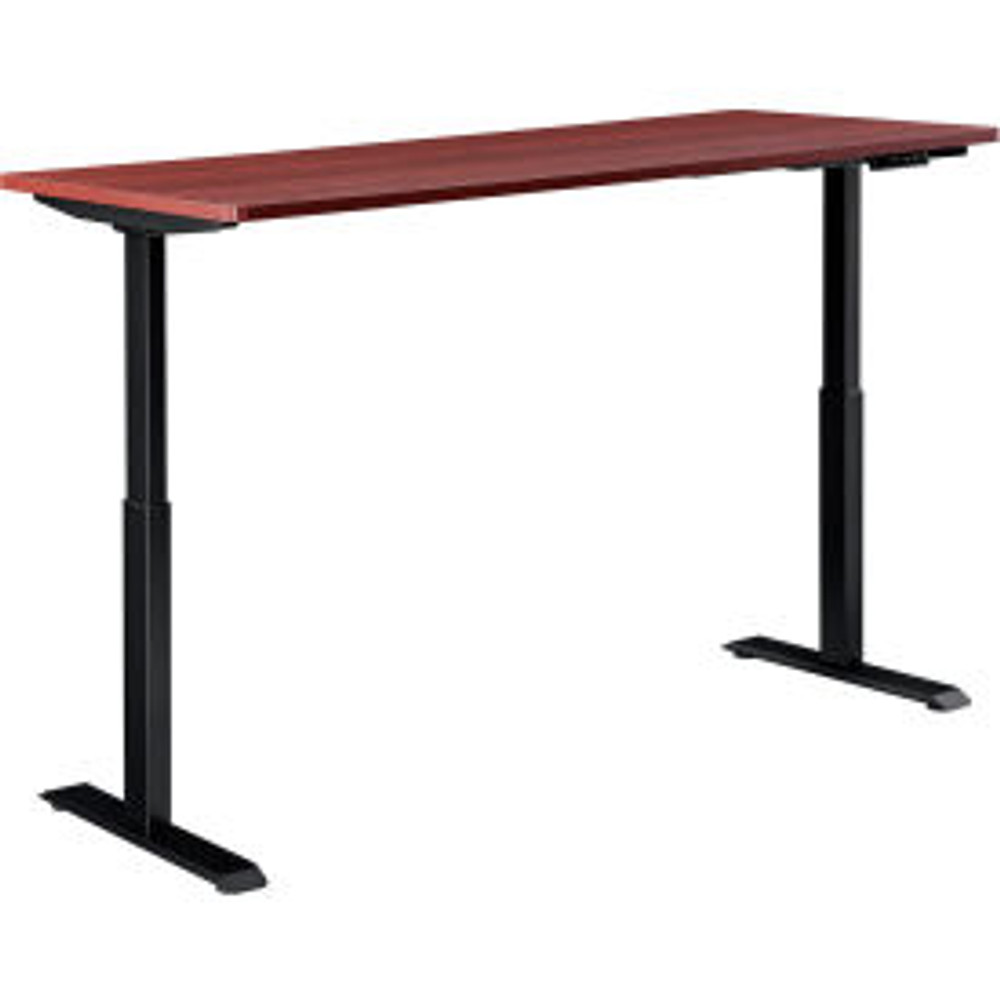 Global Industrial Interion® Electric Height Adjustable Desk 60""W x 30""D Mahogany W/ Black Base p/n 695780MH