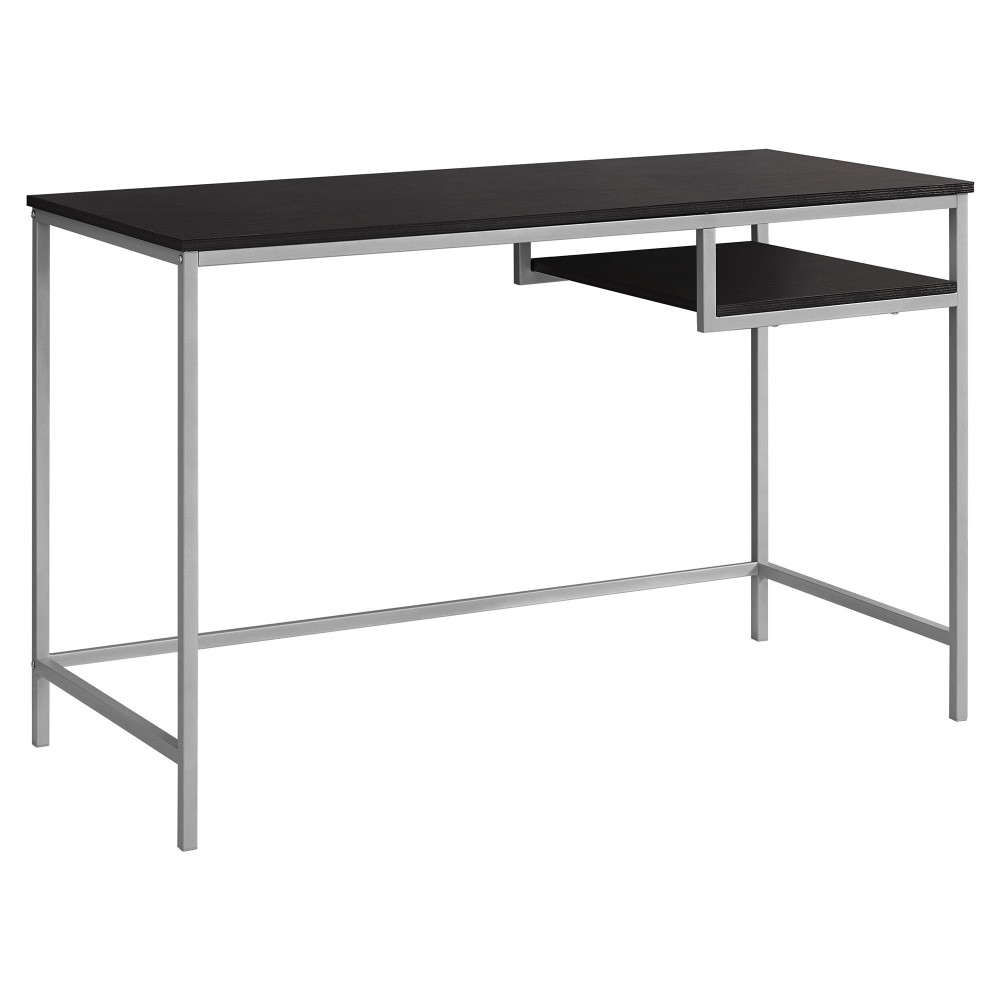 MONARCH PRODUCTS Monarch Specialties I 7369  48inW Computer Desk With Hanging Shelf, Cappuccino/Silver