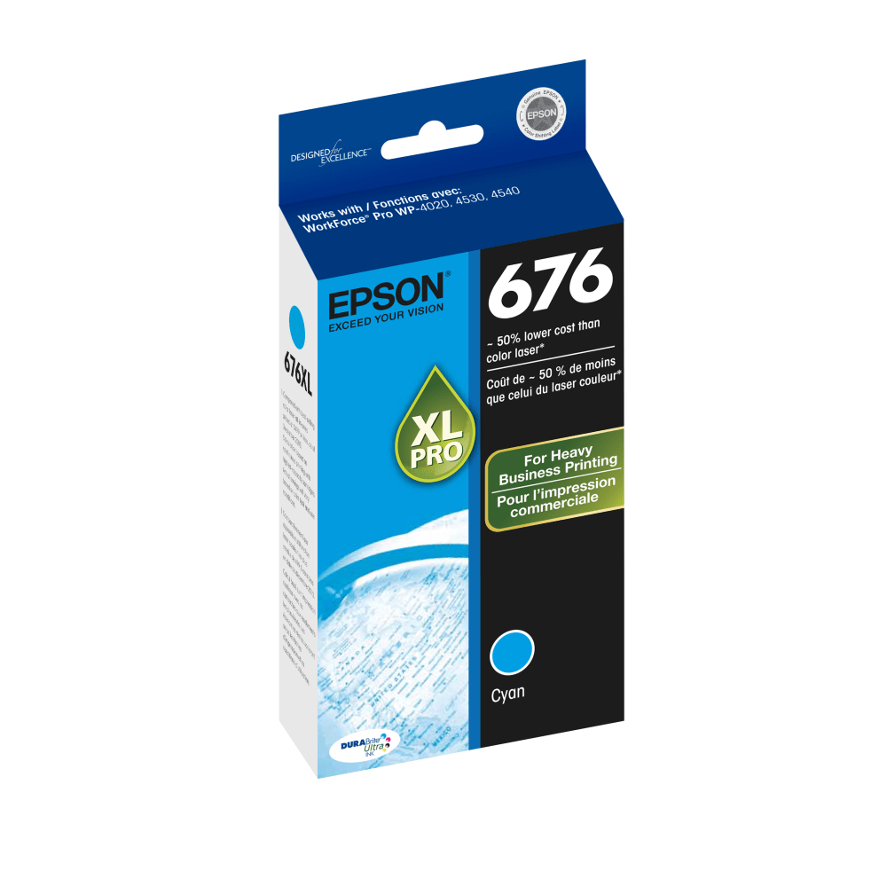 EPSON AMERICA INC. T676XL220-S Epson 676XL DuraBrite Cyan Ultra-High-Yield Ink Cartridge, T676XLXL220-S