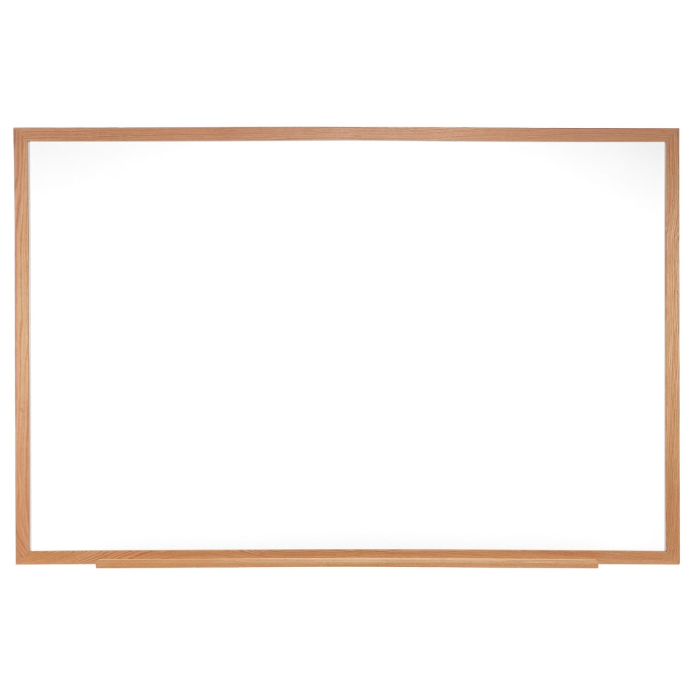 GHENT MANUFACTURING INC. M2W-48-4 Ghent M2W Non-Magnetic Dry-Erase Whiteboard, Porcelain, 48 1/2in x 96 1/2in, Oak Wood Frame, Natural Finish