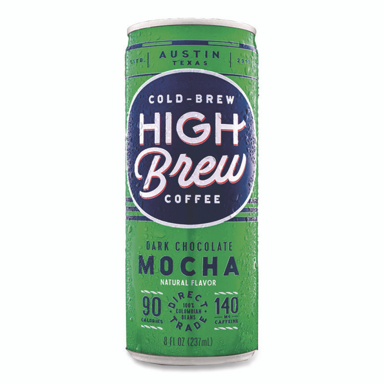 HIGH BREW COFFEE 00503 Cold Brew Coffee + Protein, Dark Chocolate Mocha, 8 oz Can, 12/Pack