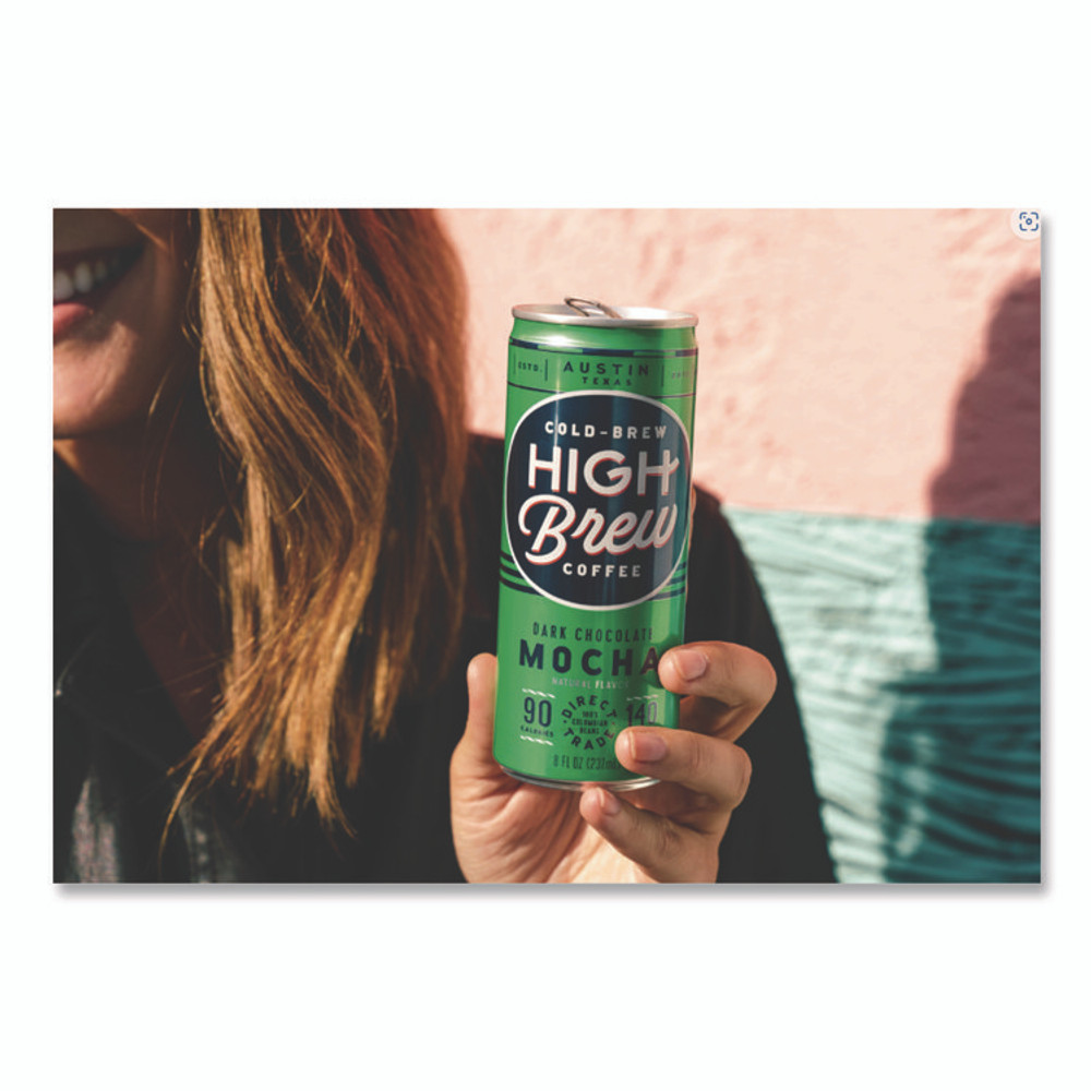 HIGH BREW COFFEE 00503 Cold Brew Coffee + Protein, Dark Chocolate Mocha, 8 oz Can, 12/Pack
