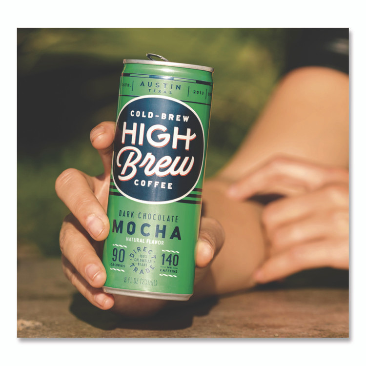 HIGH BREW COFFEE 00503 Cold Brew Coffee + Protein, Dark Chocolate Mocha, 8 oz Can, 12/Pack