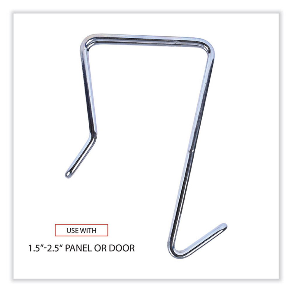 ALERA CH1SR Single Sided Partition Garment Hook, Steel, 0.5 x 3.13 x 4.75, Over-the-Door/Over-the-Panel Mount, Silver, 2/Pack