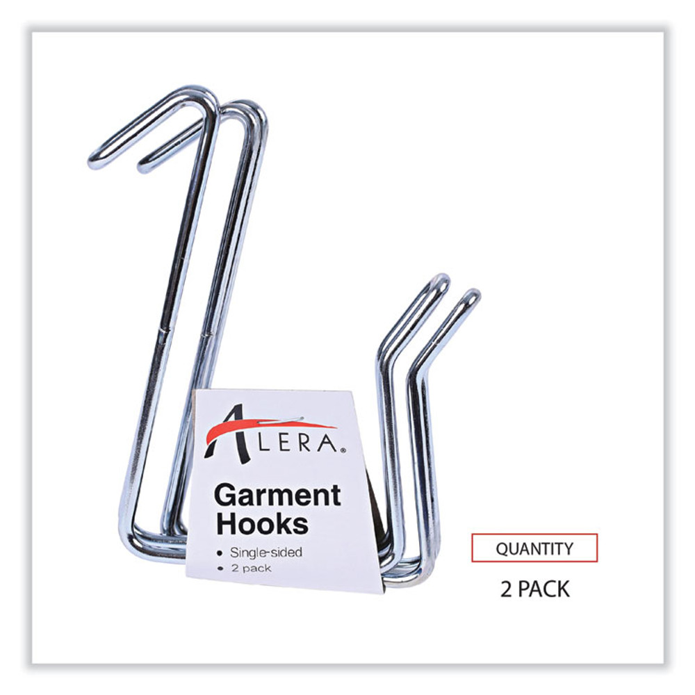 ALERA CH1SR Single Sided Partition Garment Hook, Steel, 0.5 x 3.13 x 4.75, Over-the-Door/Over-the-Panel Mount, Silver, 2/Pack