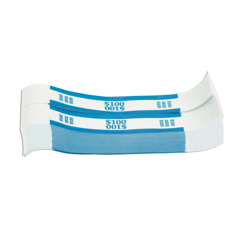 PAP-R PRODUCTS 400100 Pap-R Currency Straps, Blue, $100, Pack Of 1,000