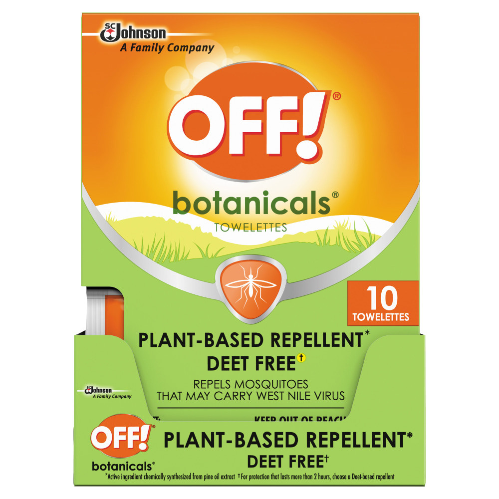 S.C. JOHNSON & SON, INC. OFF! 694974  Botanicals Insect Repellent, 0.123 Oz, 10 Wipes Per Pack, Carton Of 8 Packs