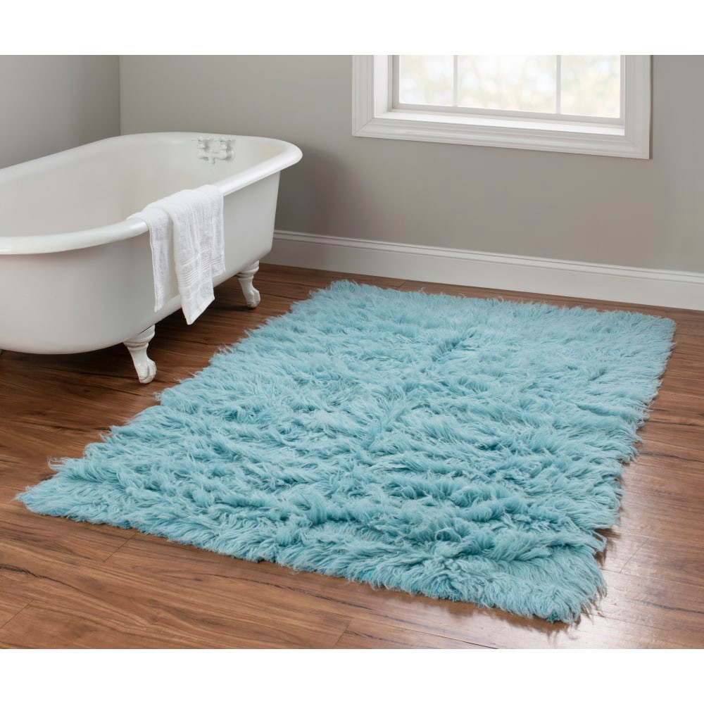 LINON HOME DECOR PRODUCTS, INC Linon OD4834  Flokati Area Rug, 43in x 67in, Morrigan 1400G Pastel Blue