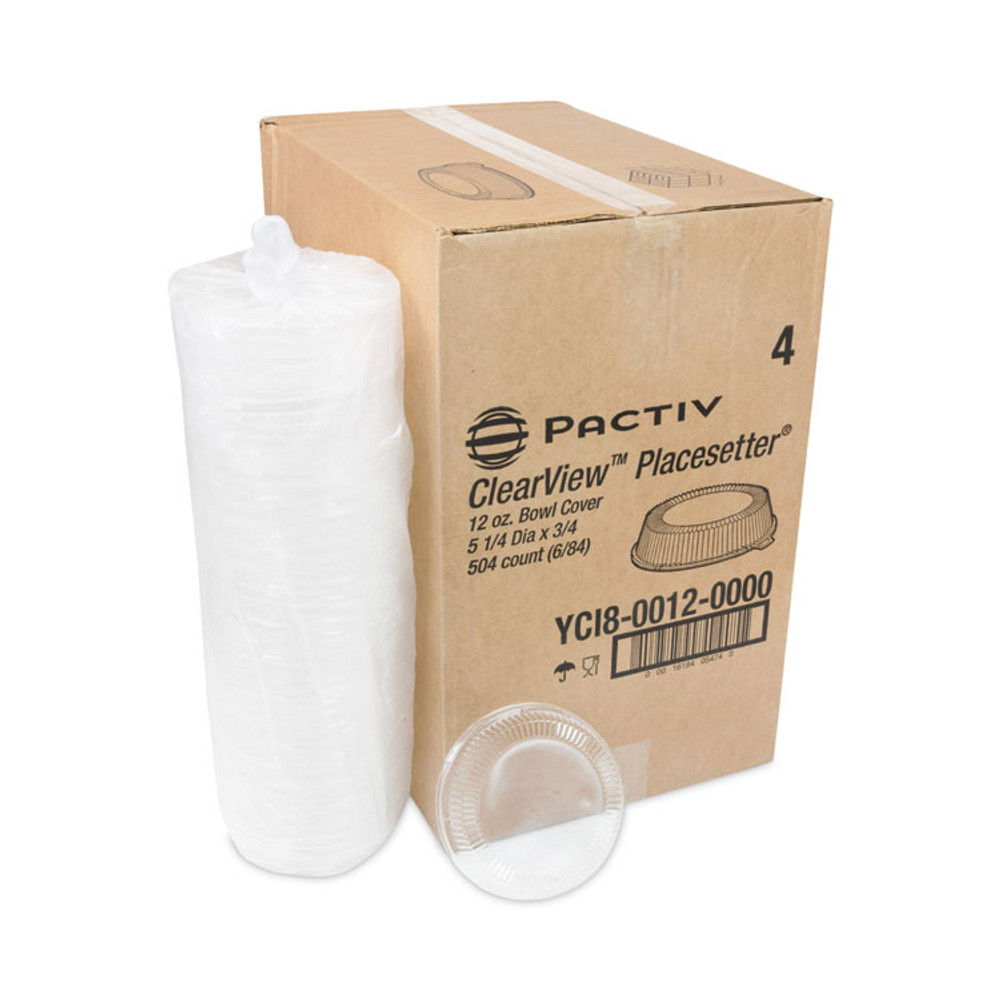 PACTIV EVERGREEN CORPORATION YCI800120000 ClearView Dome-Style Lid with Tabs, Fluted, 8.88 x 8.88 x 0.75, Clear, Plastic, 504/Carton