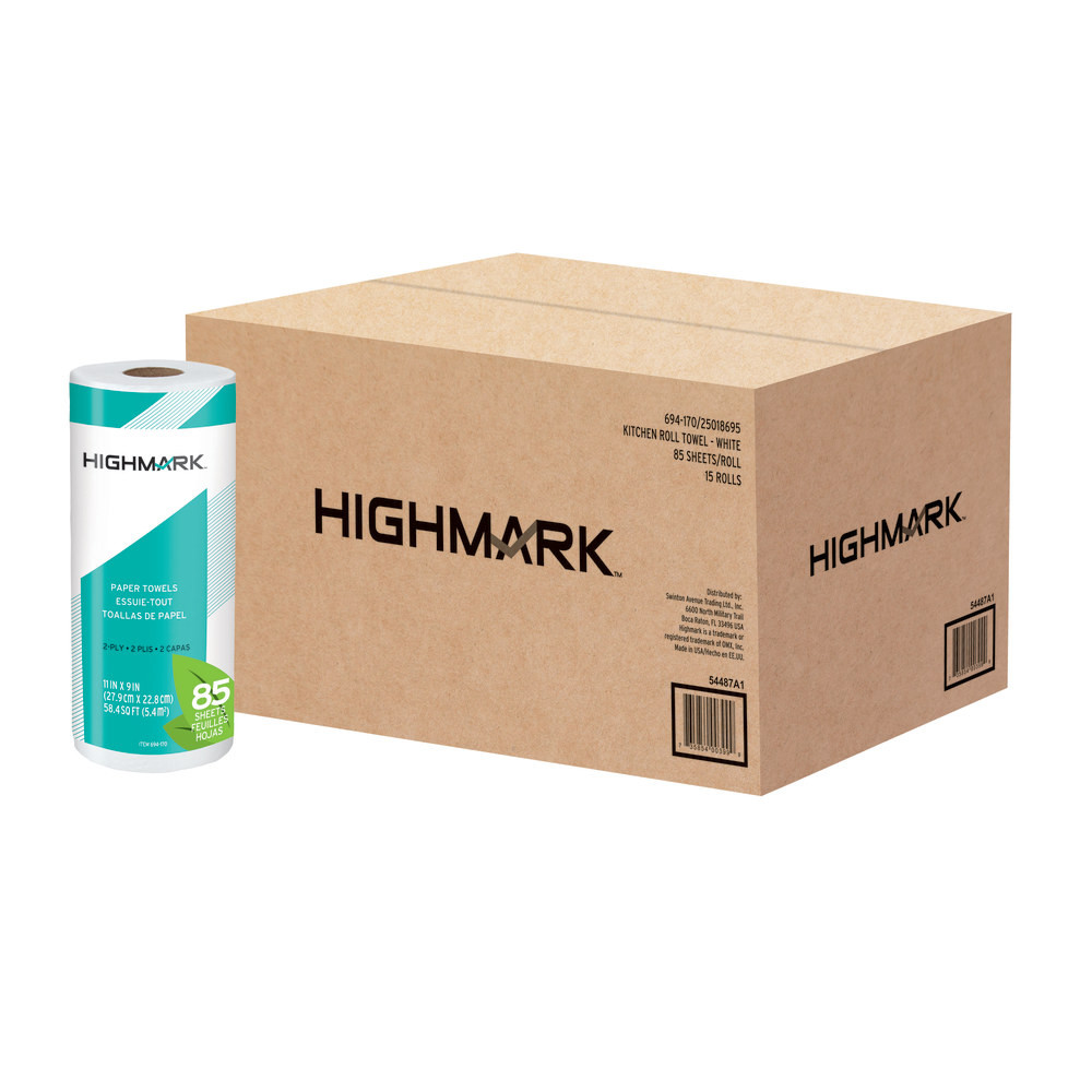 OFFICE DEPOT Highmark 4487A1  ECO 2-Ply Paper Towels, 100% Recycled, 85 Sheets Per Roll, Pack Of 15 Rolls