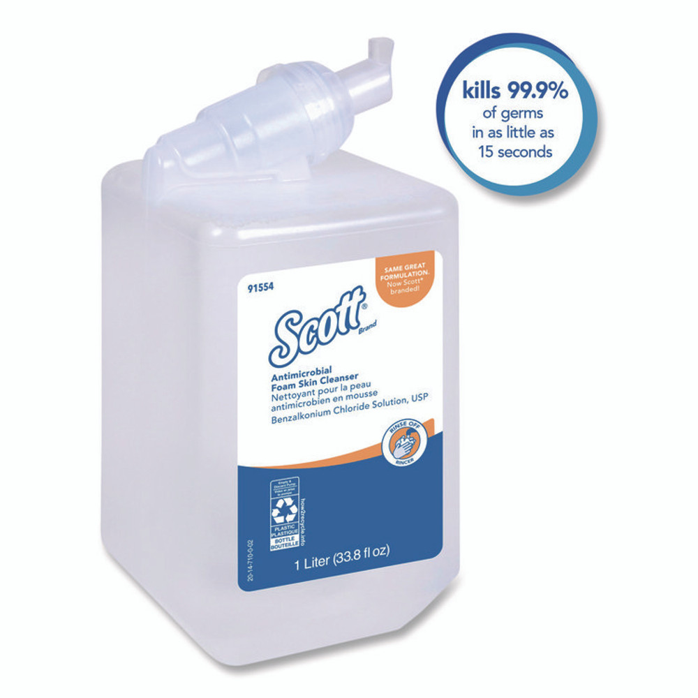 KIMBERLY-CLARK PROFESSIONAL Scott® 91554CT Antimicrobial Foam Skin Cleanser Refill, Fresh Scent, 1 L, 6/Carton